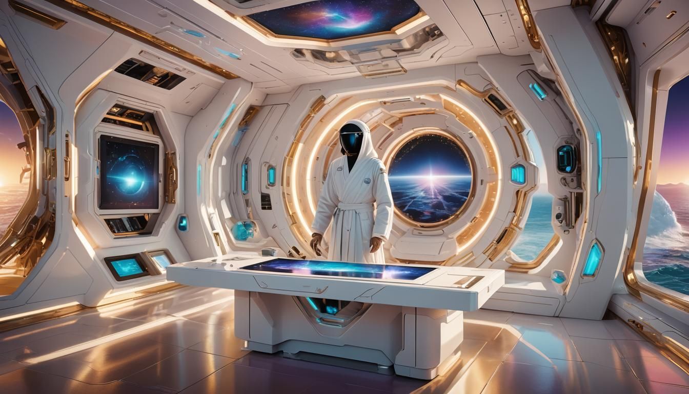 Futuristic Holographic Seascape with Ethereal Light