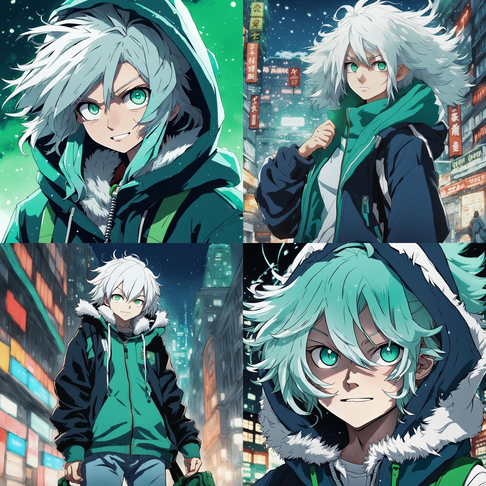 Anime Girl with Turquoise Eyes in Manga Style