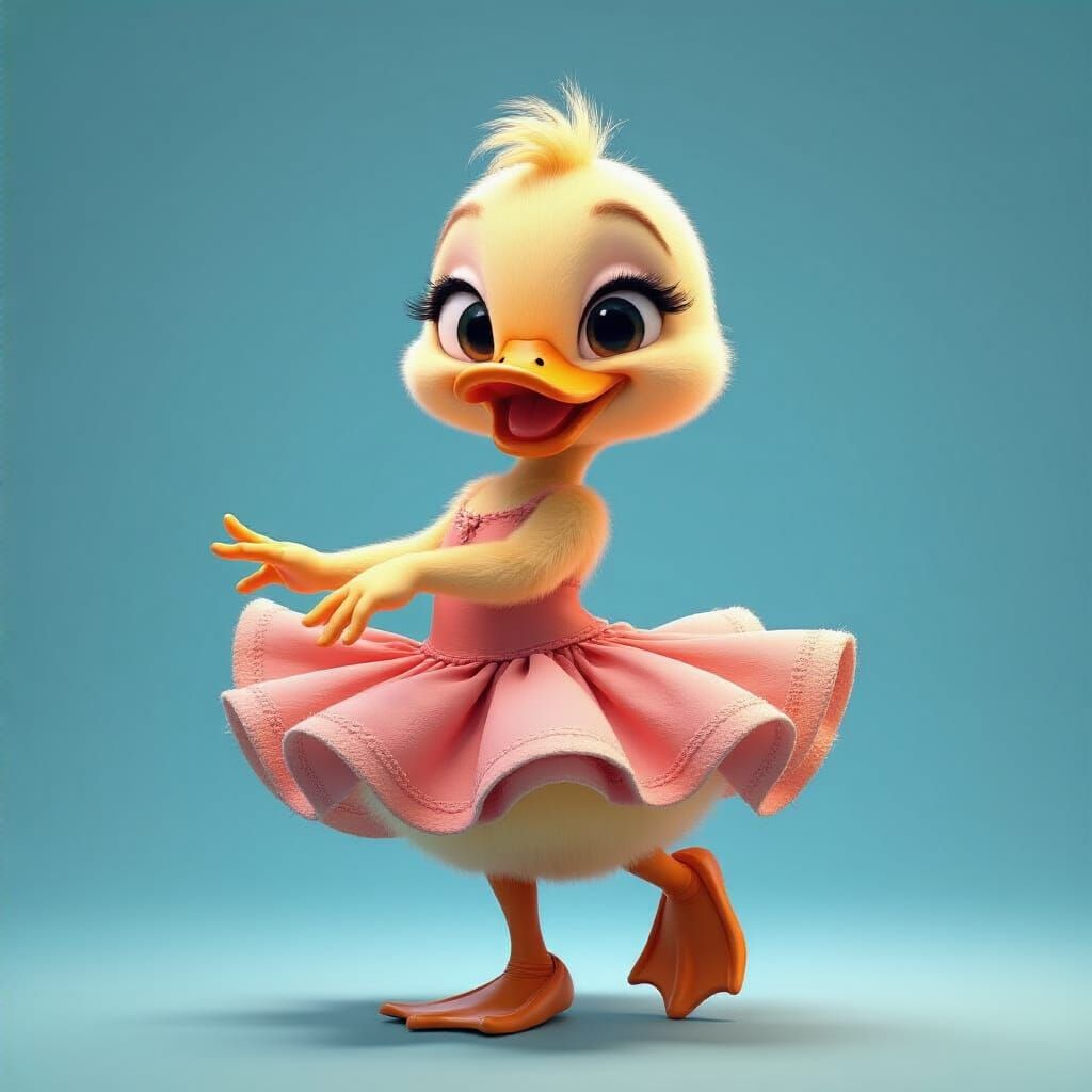 Dancing Duckling in 3D Digital Art Style