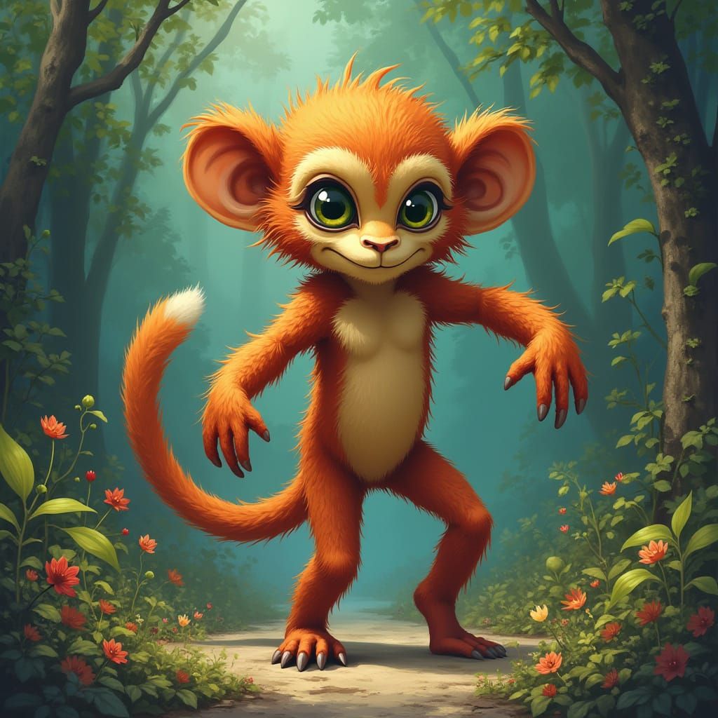 Mythical Creature with Fox Legs and Frog Head