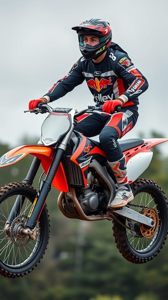 Young Rider in High-Speed Motocross Action
