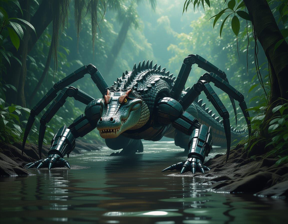 Cybernetic Crocodile Crawls Through Jungle