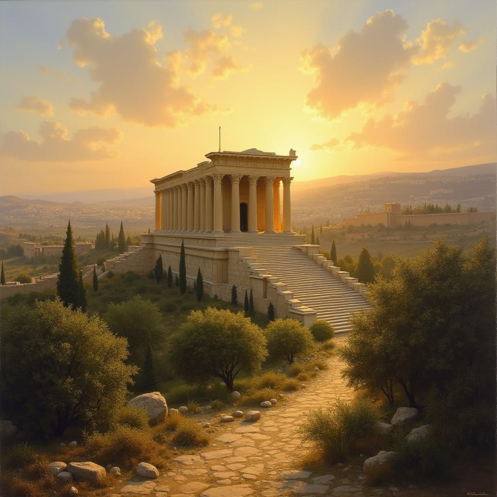Ancient Jerusalem's Majestic Herod's Temple at Sunrise