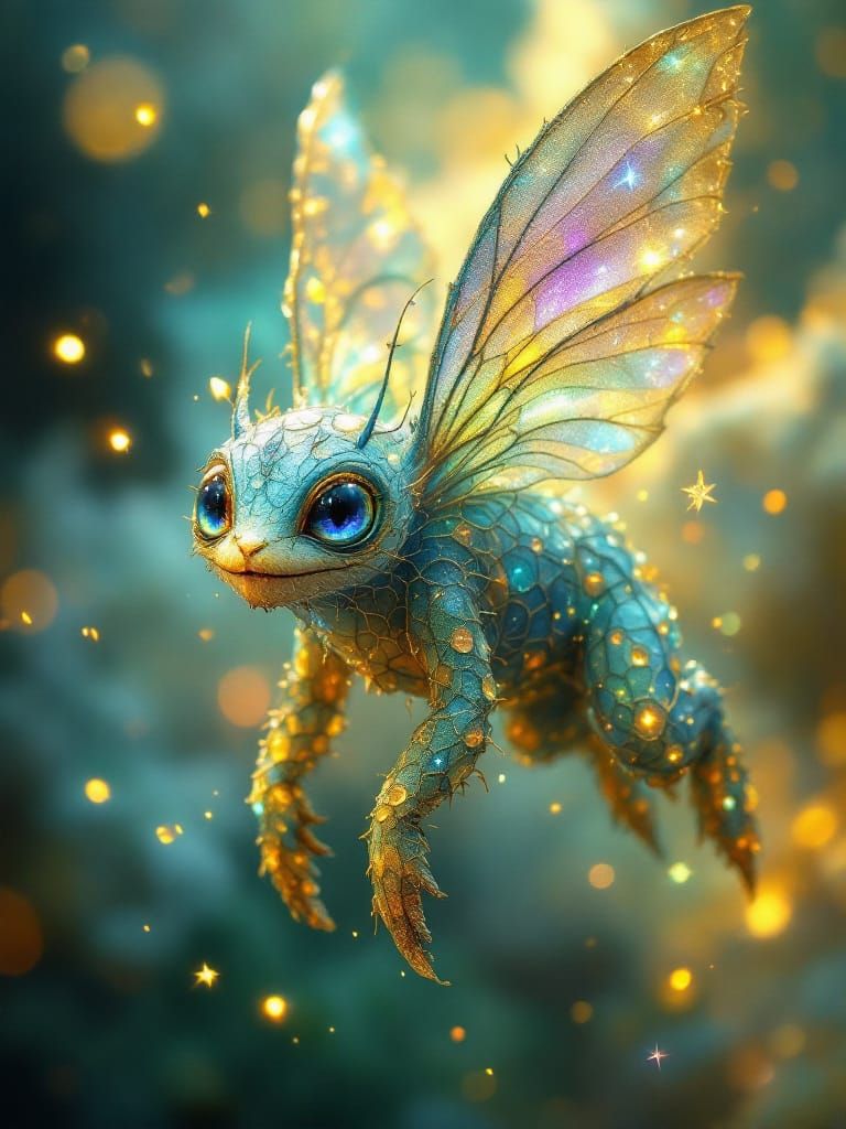 Chrysocolla Creature with Goldvein Cobweb Prismatic Spectral...