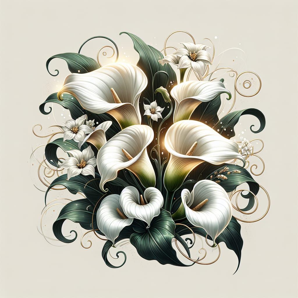 Pearlescent White Calla Lilies in Elegance