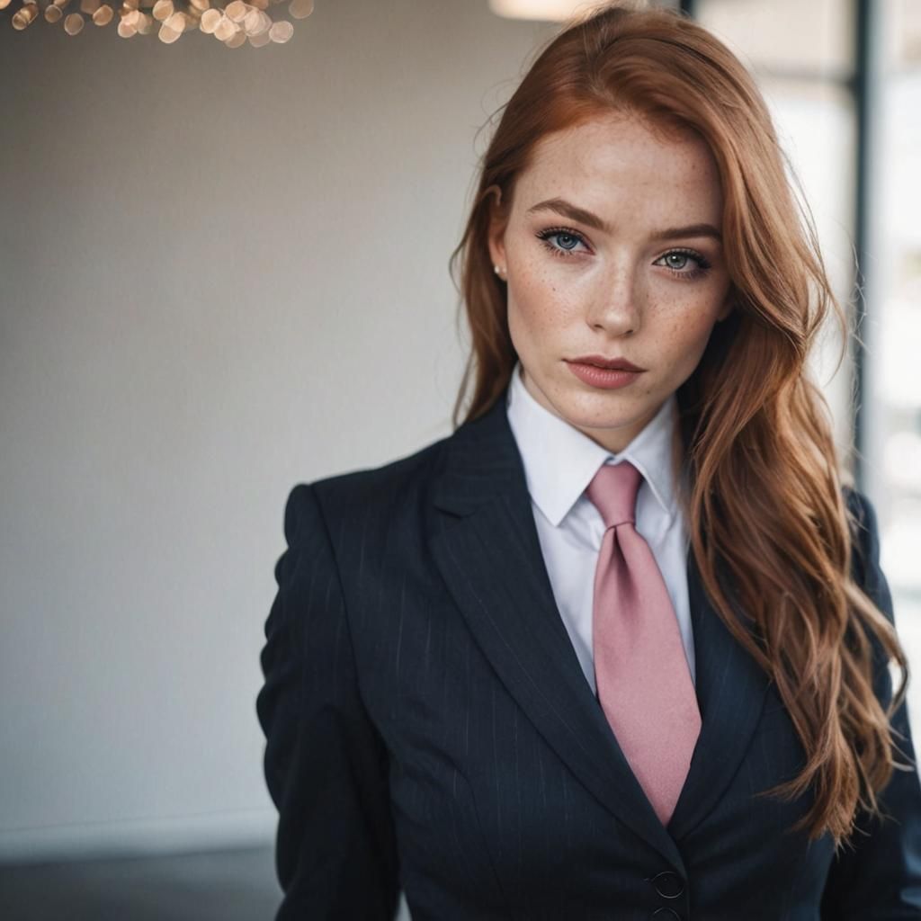 Classy Girl in Pinstripe Suit: Professional Portrait