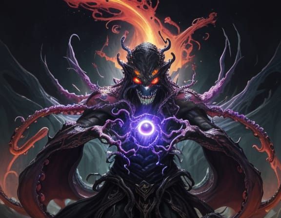 Cosmic Entity Ruling Universe in Dark Fantasy Oil Painting