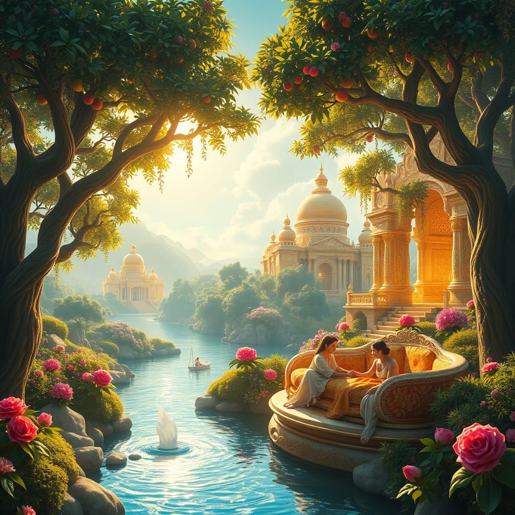 Ethereal Paradise in Golden Light