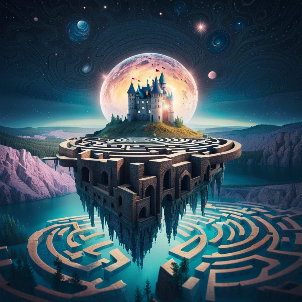 Surreal Eye Maze with Castle