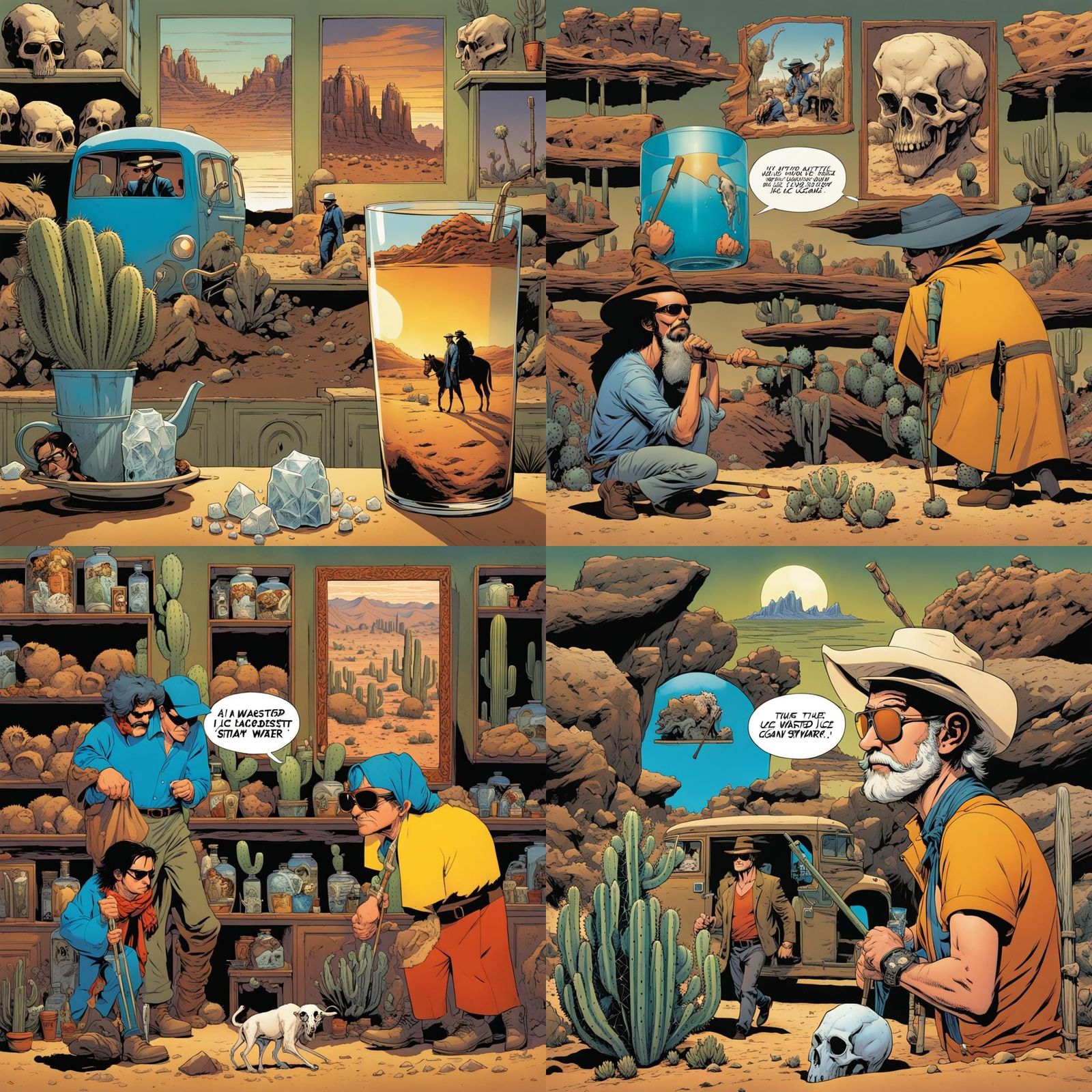 Surreal Desert Comic with Iced Water Mirage