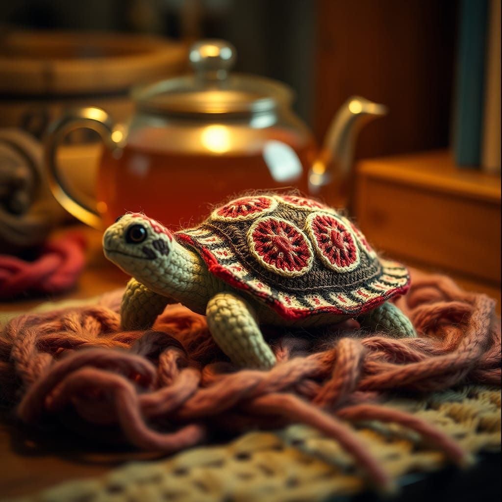 a knitted turtle