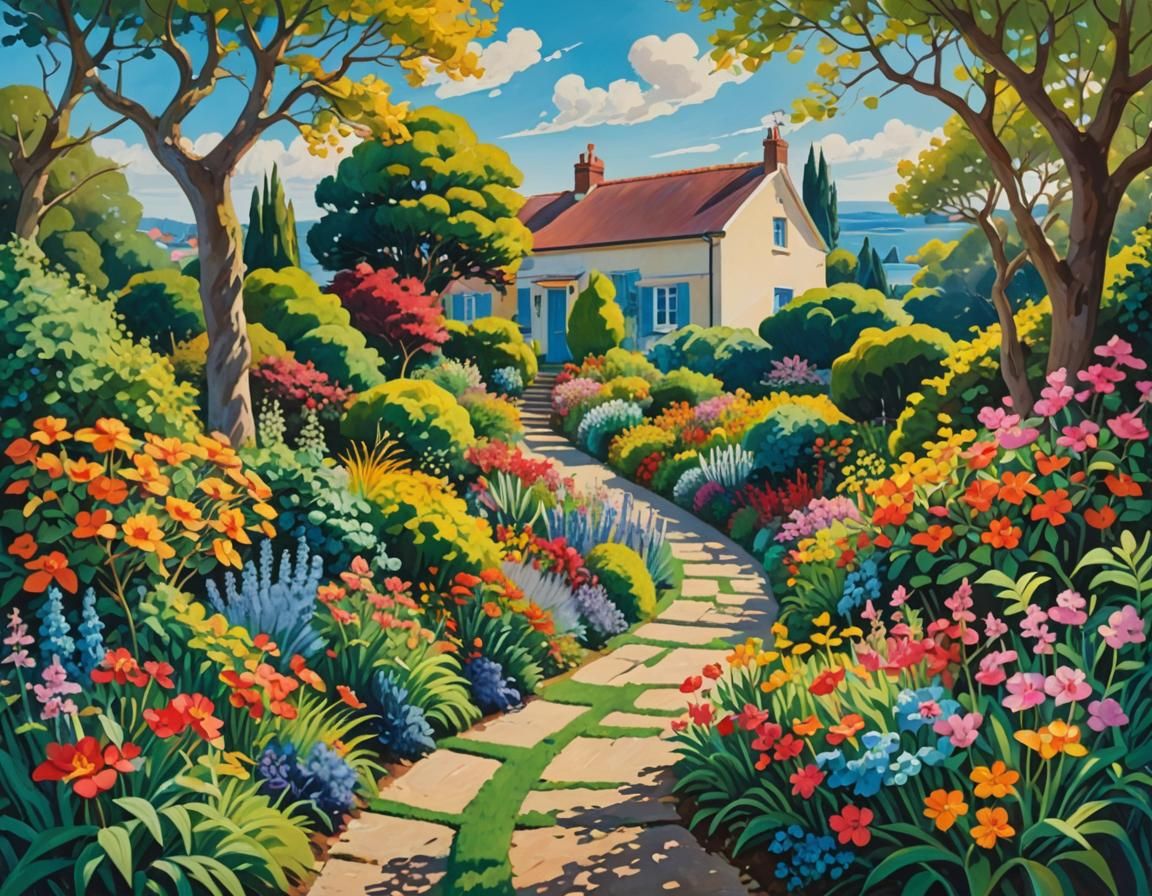 Idyllic Garden Path to Coastal Cottage, Splash Art