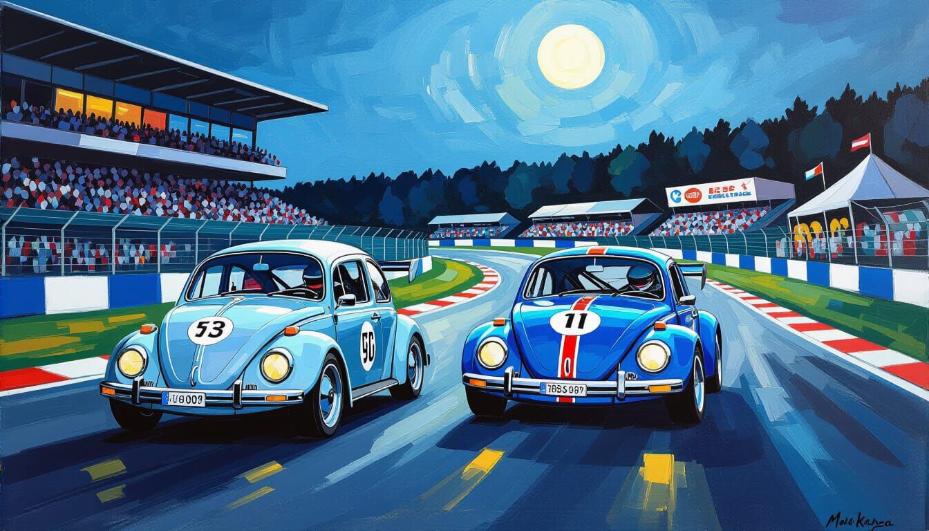 Vintage VW Race at Spa in Expressionist Impasto Style