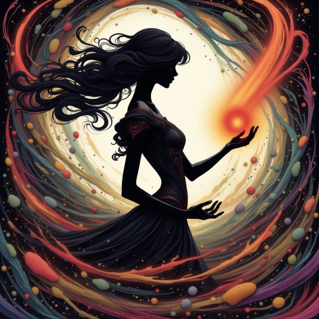 Sensual Art Nouveau Goddess in Mystical Forest