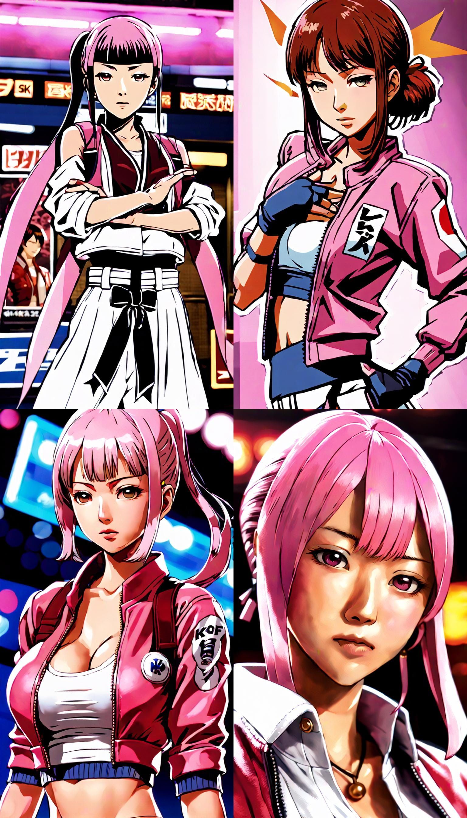 Japanese Pink Flim Actress Kanako Kishi as a KOF Style Chara...
