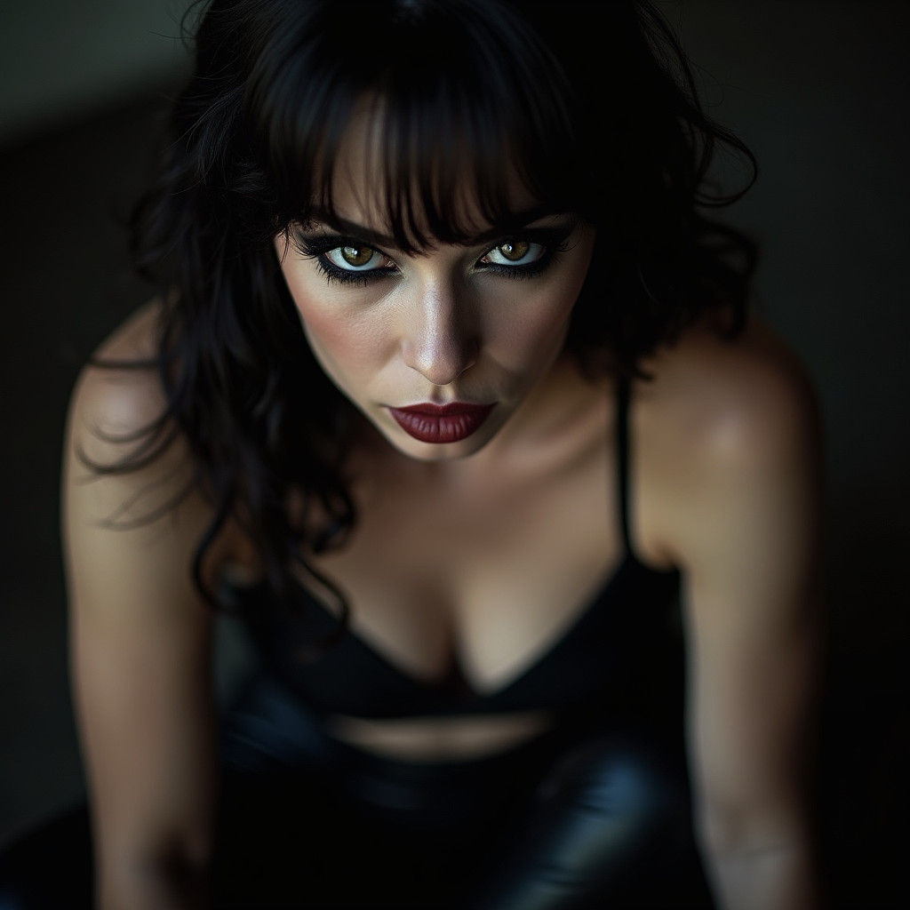 Curvy Goth Woman Portrait with Dramatic Makeup