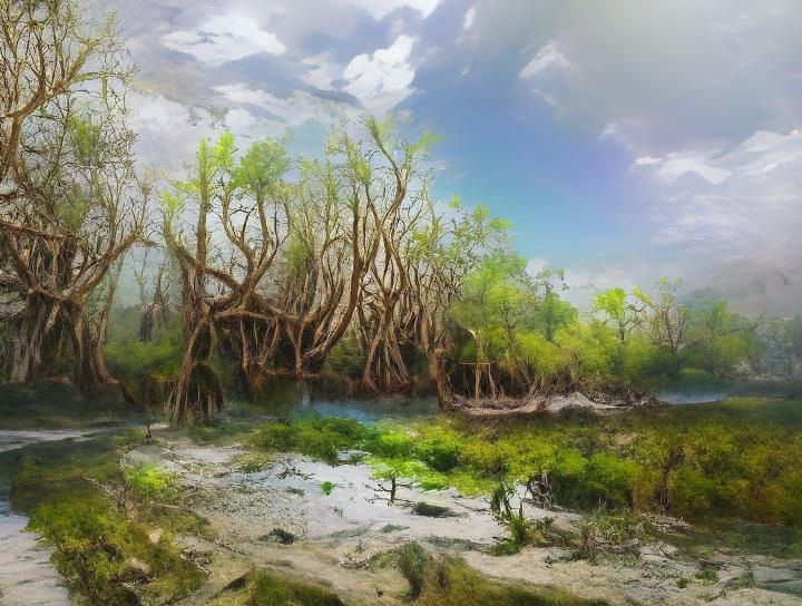 Hyperrealistic Mangrove Swamp with Volumetric Lighting