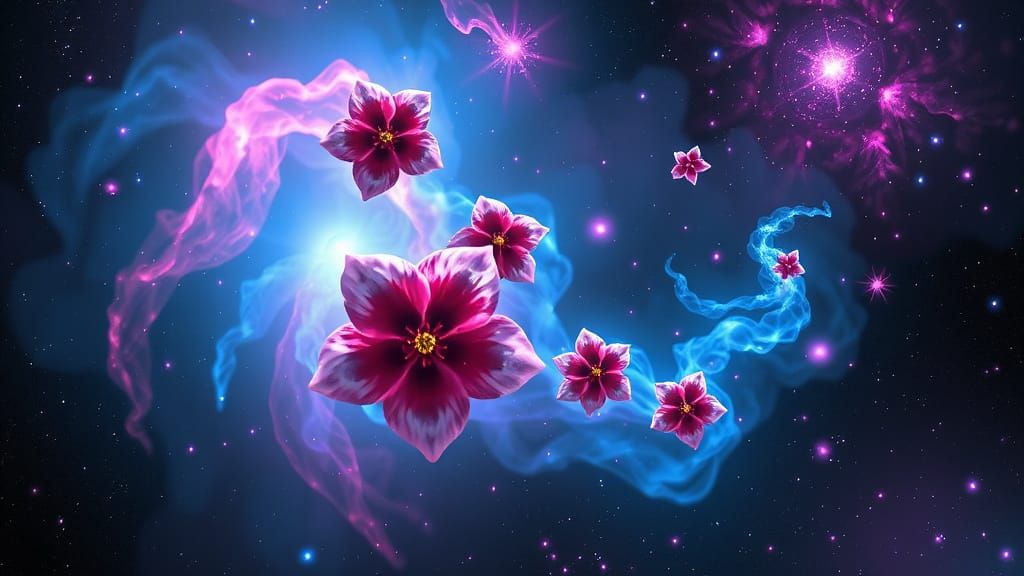 Fantasy Floral Nebula in 3D