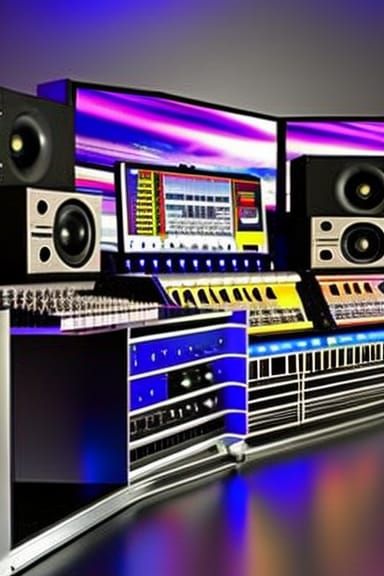 Hyperrealistic 3D DJ Studio in Space