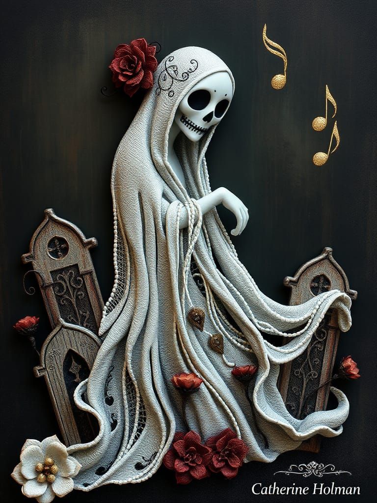 Alebrije Ghost in Romantic Graveyard Portrait