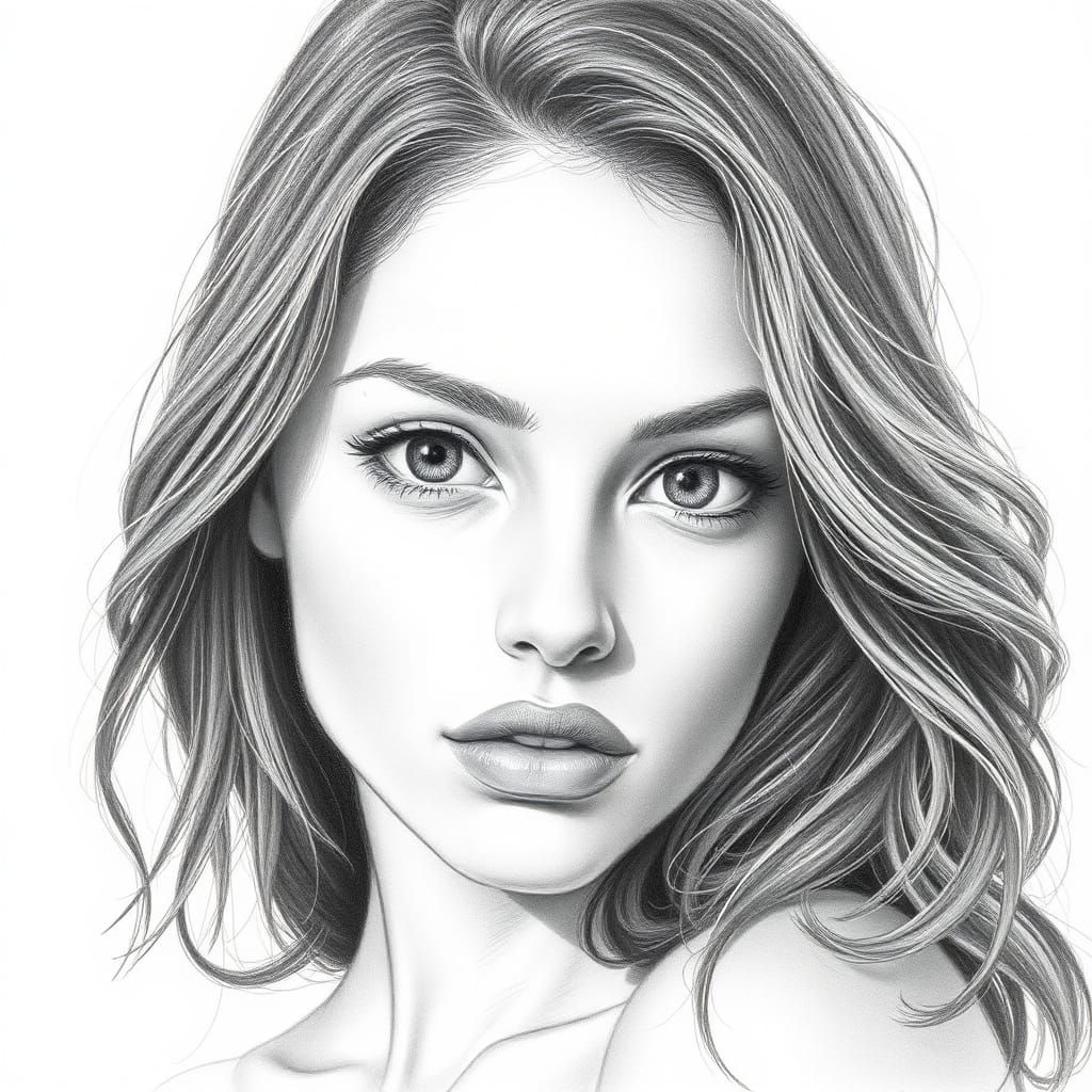 Realistic Pencil Drawing: Exotic Girl with Dark Eyes