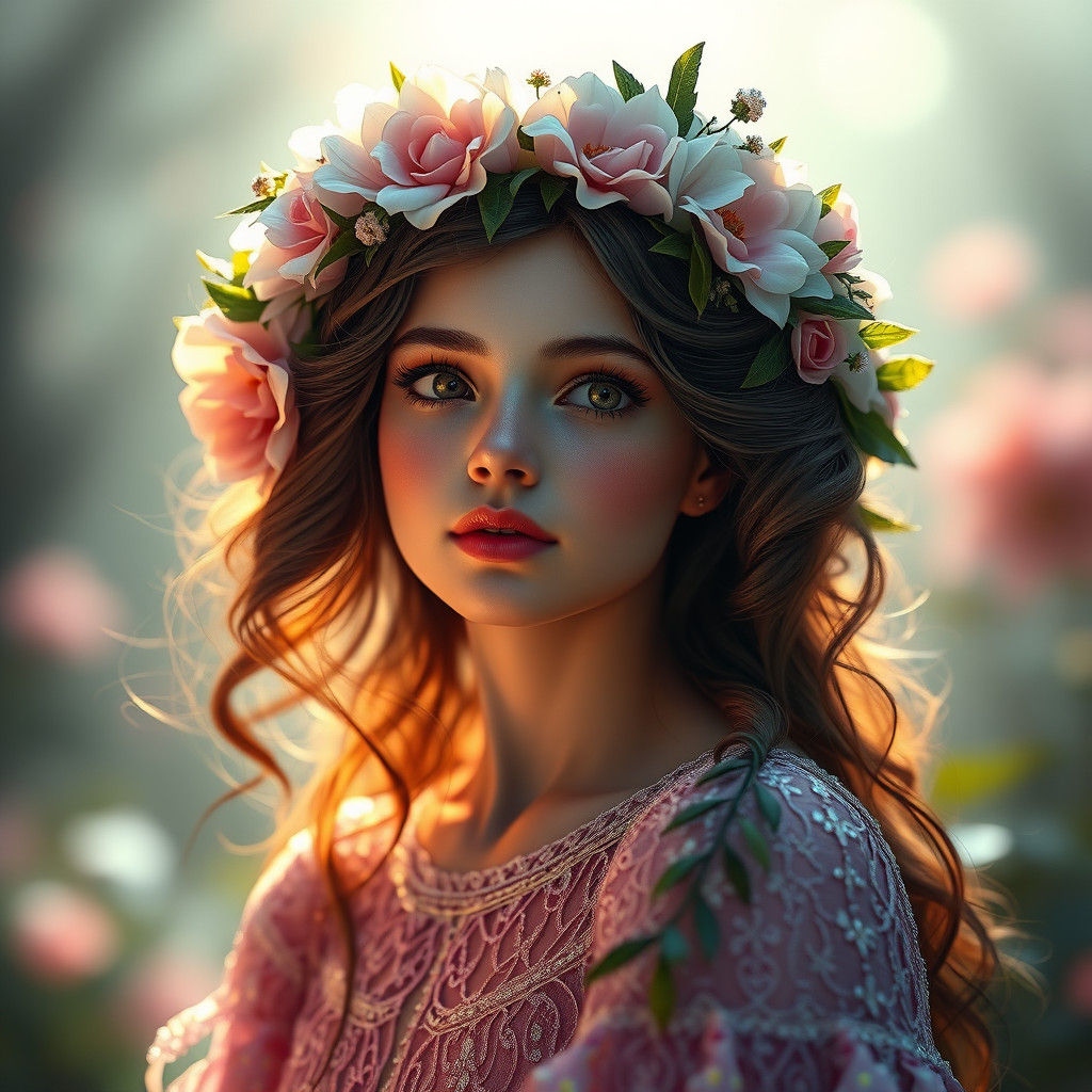 Fantasy Flower Girl in Art Nouveau Style