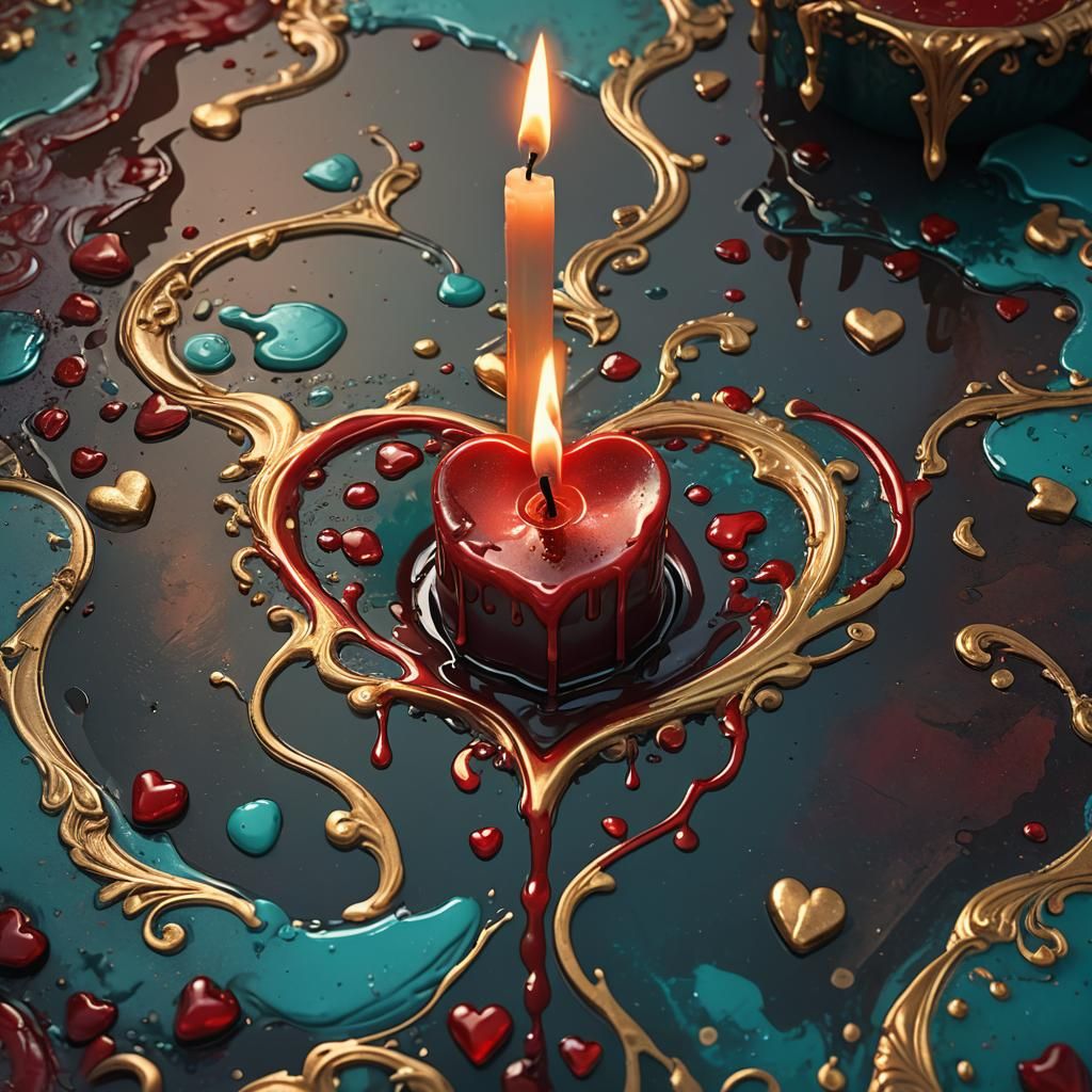 Melting Candle Forms Heart in Fantasy Concept Art