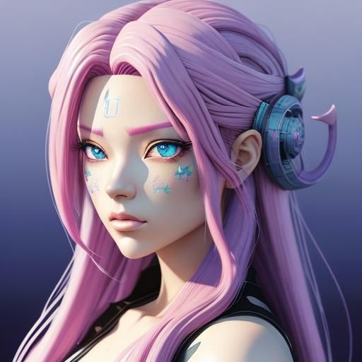 Medusa Anime Girl in Dithered Pixel Art