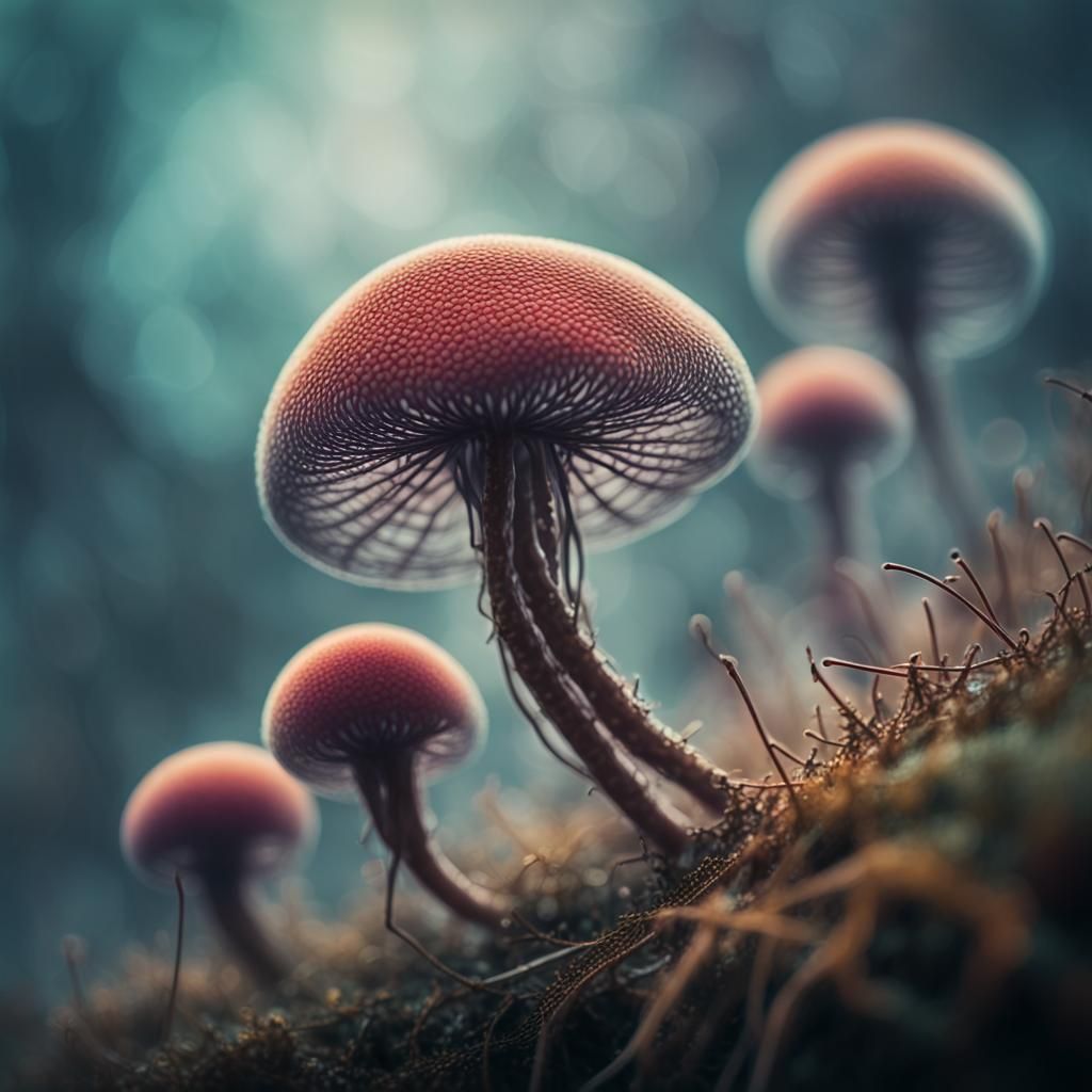 Hyperrealistic Phylogenetic Spores in Misty Atmosphere