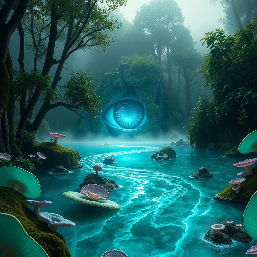 Colossal Iridescent Eye Creates Enchanted Oasis