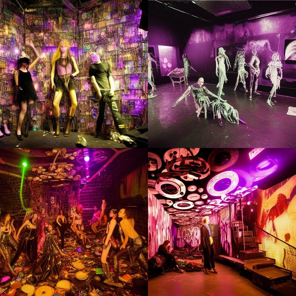 Dystopian Punk Nightclub with Avant-Garde Models
