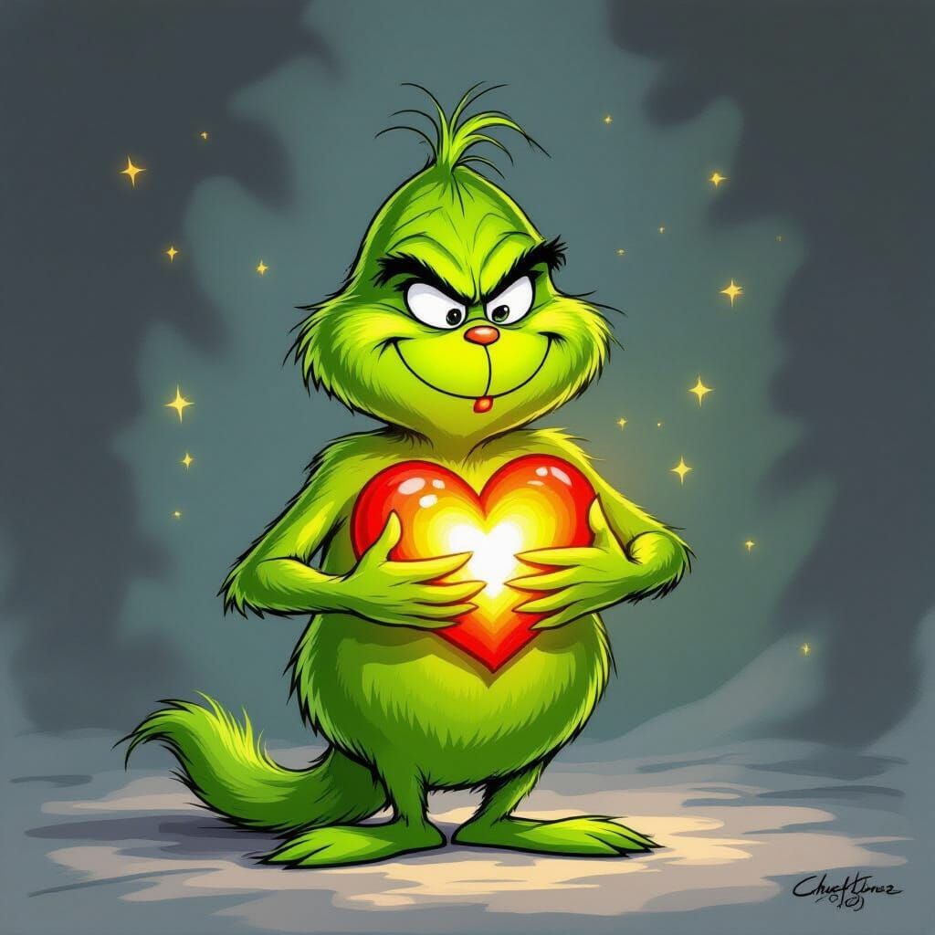 Grinch Cartoon Style Restores Heart in Redemption Scene