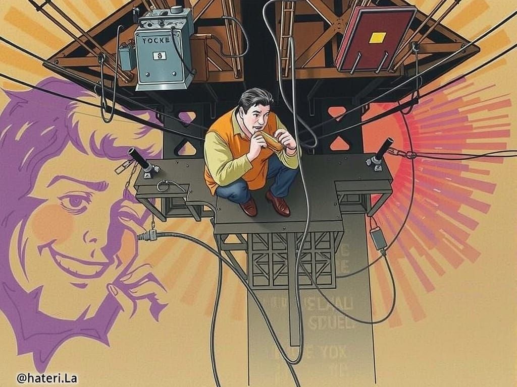 Construction Worker Eating and Yelling on a Girder