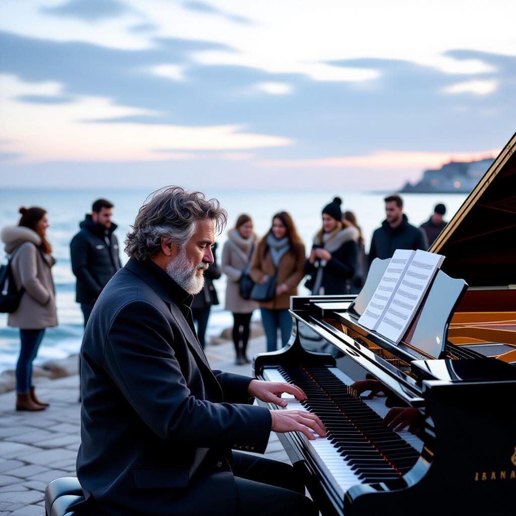 Seaside Piano Performance for an Enjoying Crowd