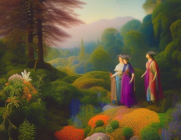 Woman in Mycelium Network with Warped Perspective