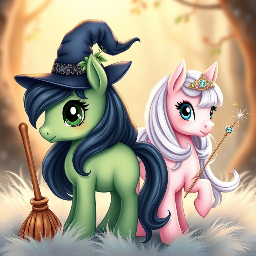 Enchanted Pony Duo in Vintage Whimsy