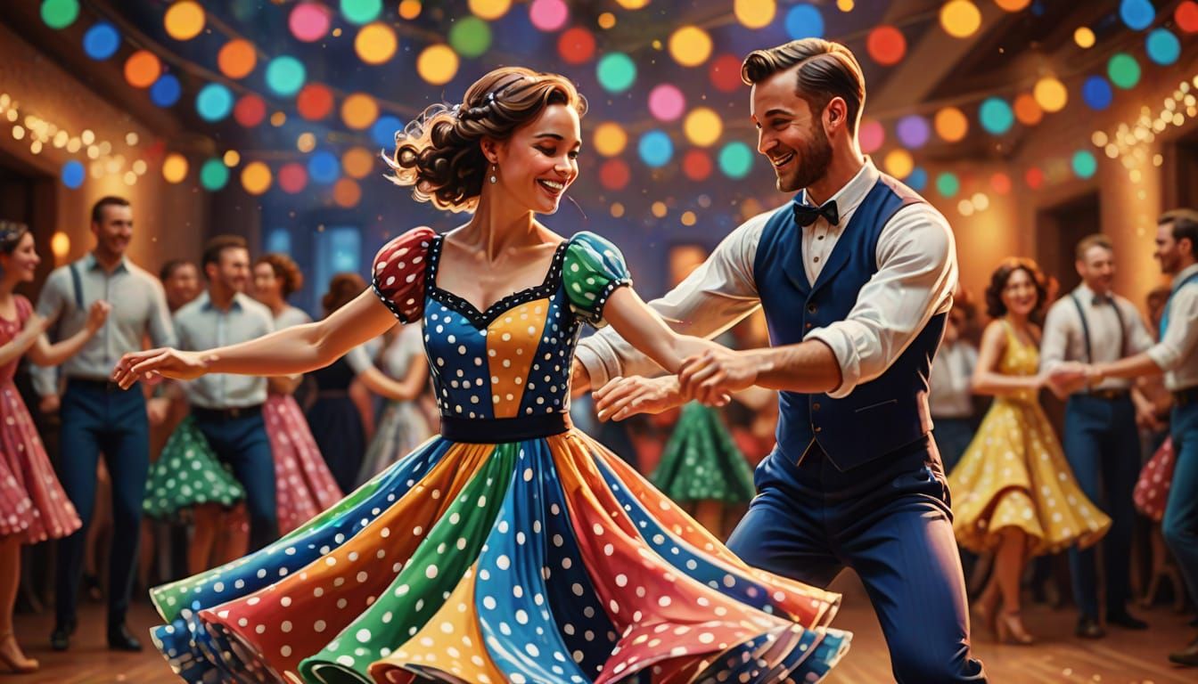 Joyful European Couple Dancing in Pixar Style