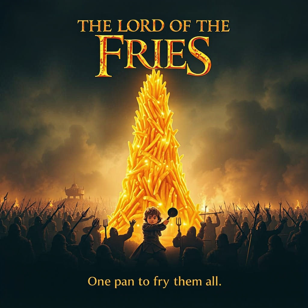 Lord of the Fries Movie Poster with Hobbit and Armies