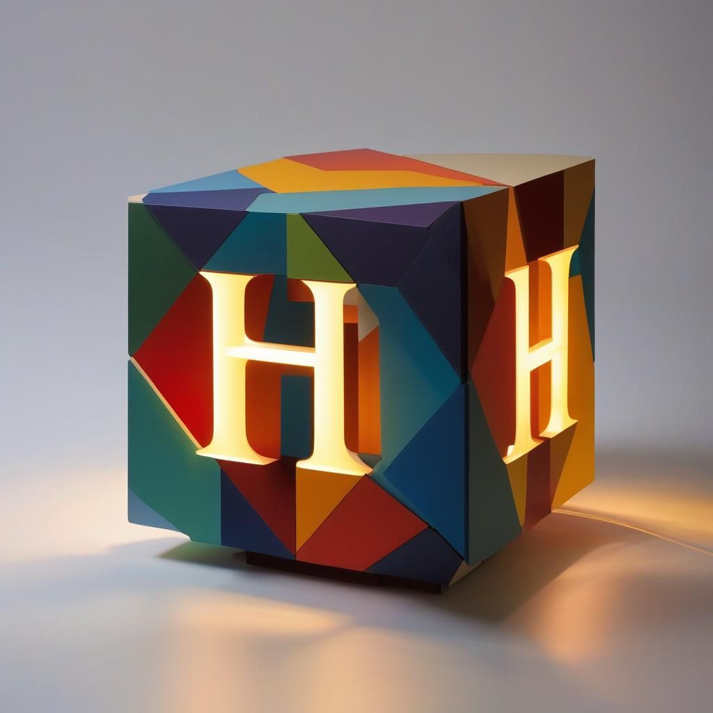 Geometric Cubism: Wooden Block H in Watercolor