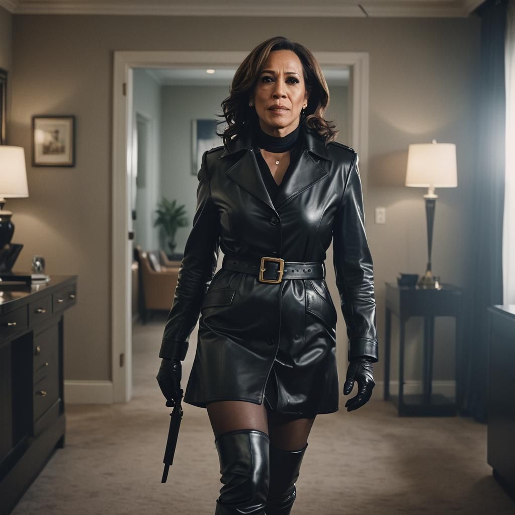 Kamala Harris in Leather: Cinematic Portrait Photography