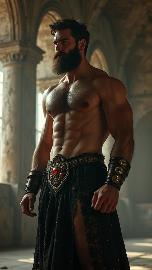 Hypnotic Greek God Radiates Masculine Power in Grand Temple ...