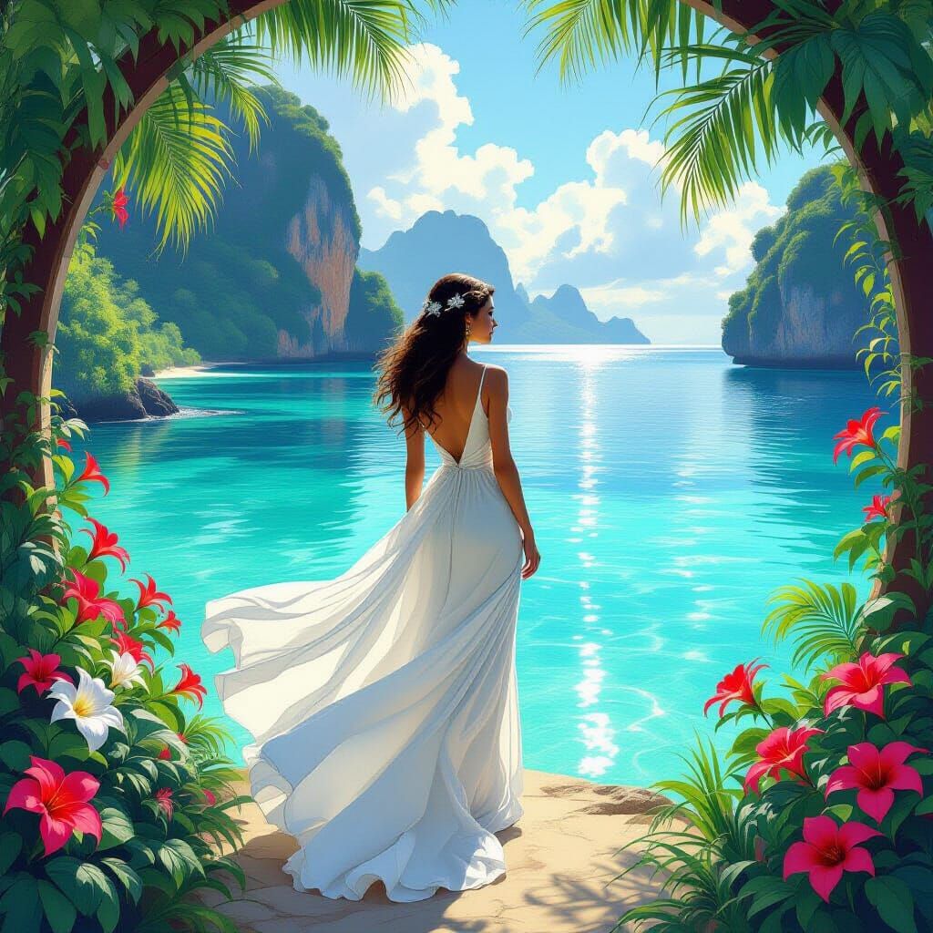 Ethereal Woman by Crystal Water in Art Nouveau Style