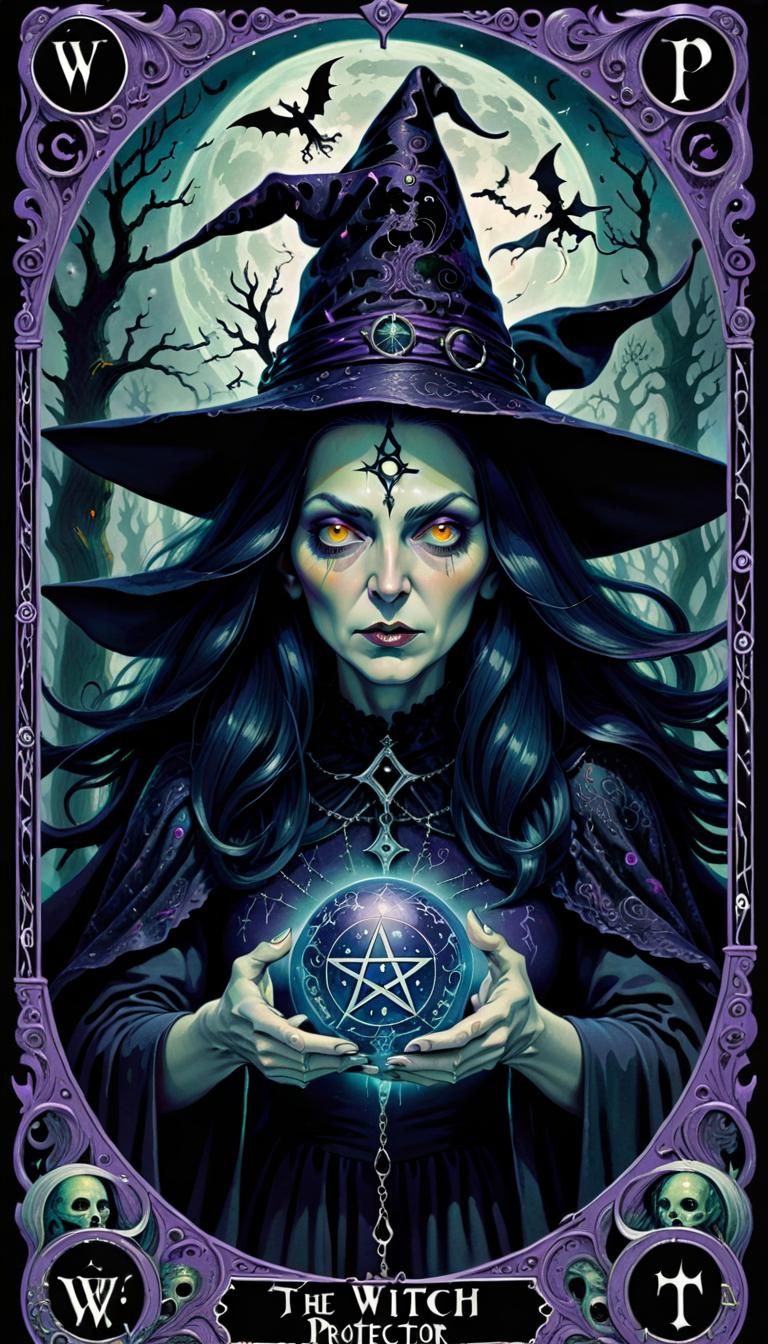Fantasy Tarot Card: The Witch Protector