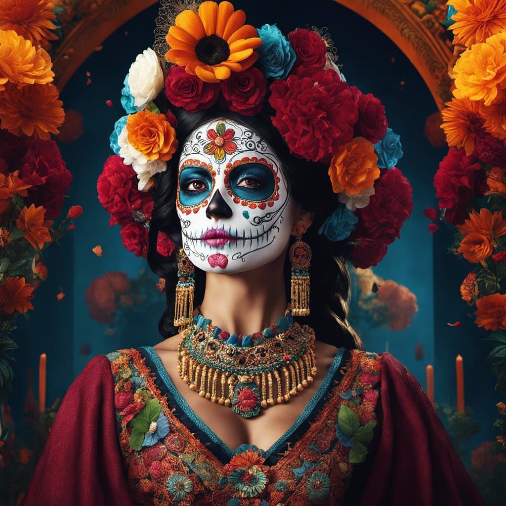 Day of the Dead Celebration in Ultrarealistic Detail