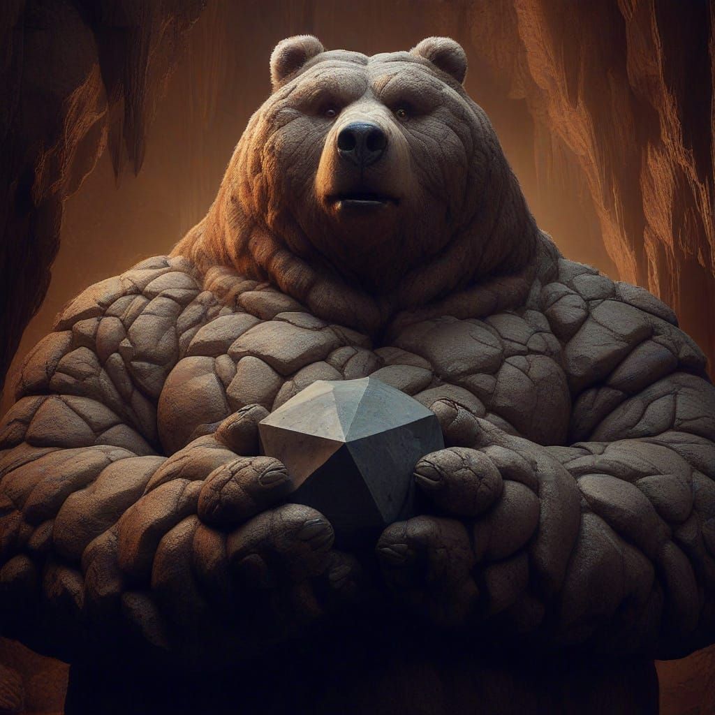 Grizzly Bear Geomancer Portrait in D&D Style
