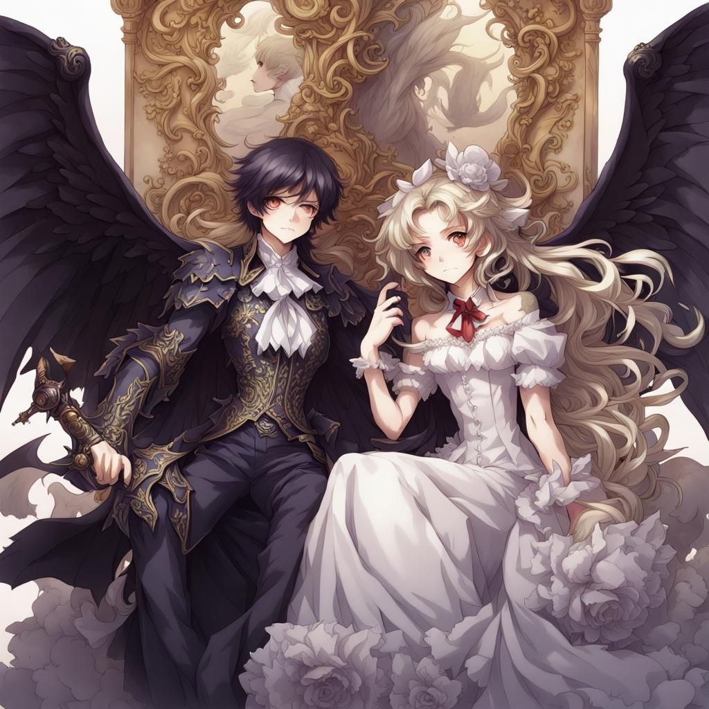 Baroque Demon and Angel in Anime Style