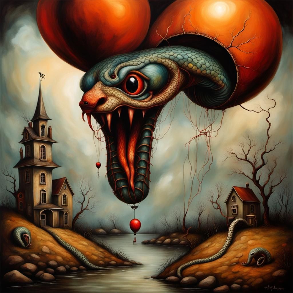Gothic Surreal Serpent in Vibrant Detail
