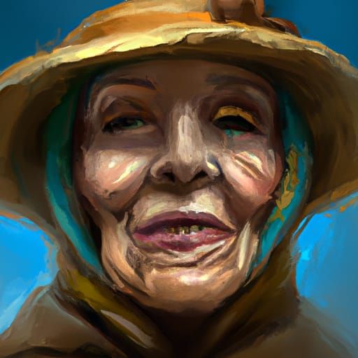 One-Eyed Woman in Straw Hat: Hyperdetailed Portrait