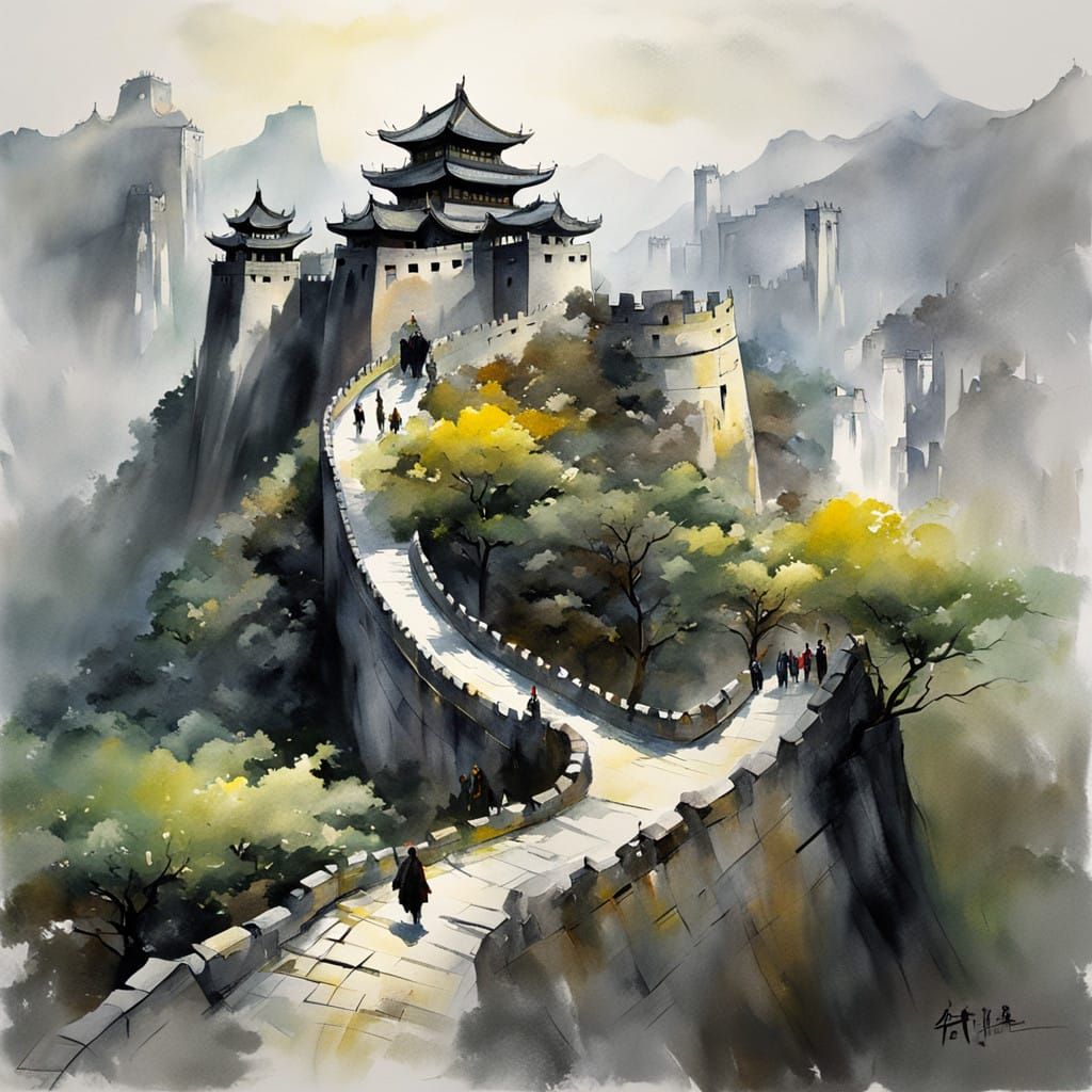 Ethereal Traditional Chinese Landscape in Impressive Acrylic...