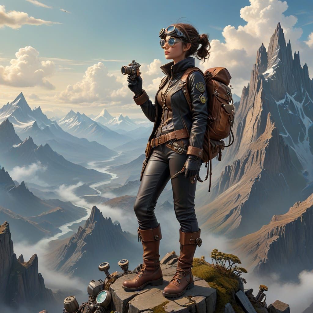 Steampunk Explorer Soars Amidst Uncharted Wonders